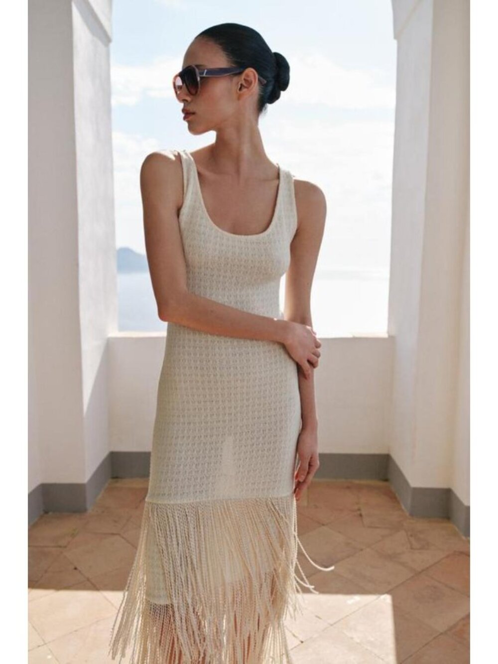 ZARA TEXTURED FRINGED DRESS - Picture 4 of 8